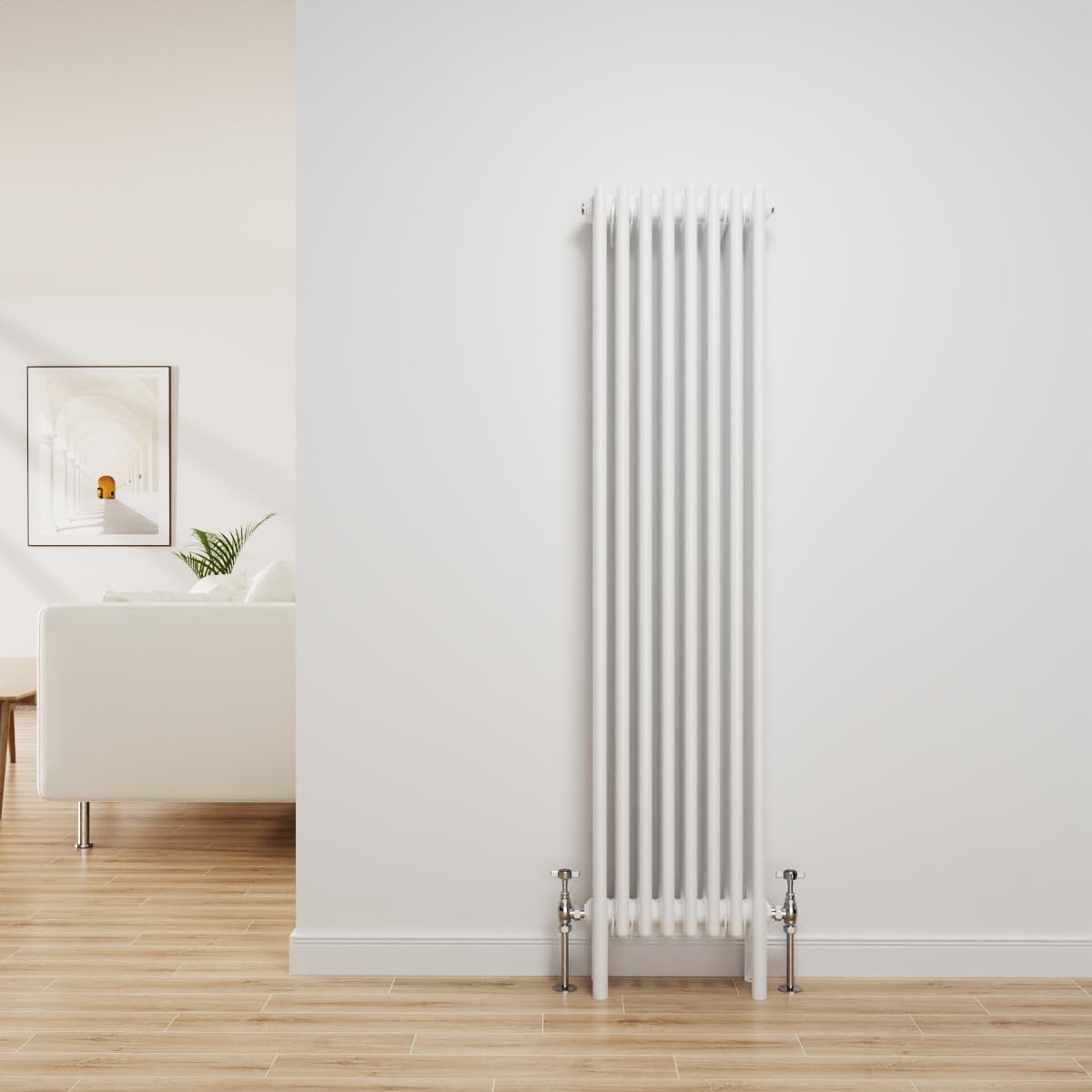 Nrg Gloss White Traditional Radiator Cast Iron 4 Column Vertical Central Heating Bathroom Radiators 1500X380mm