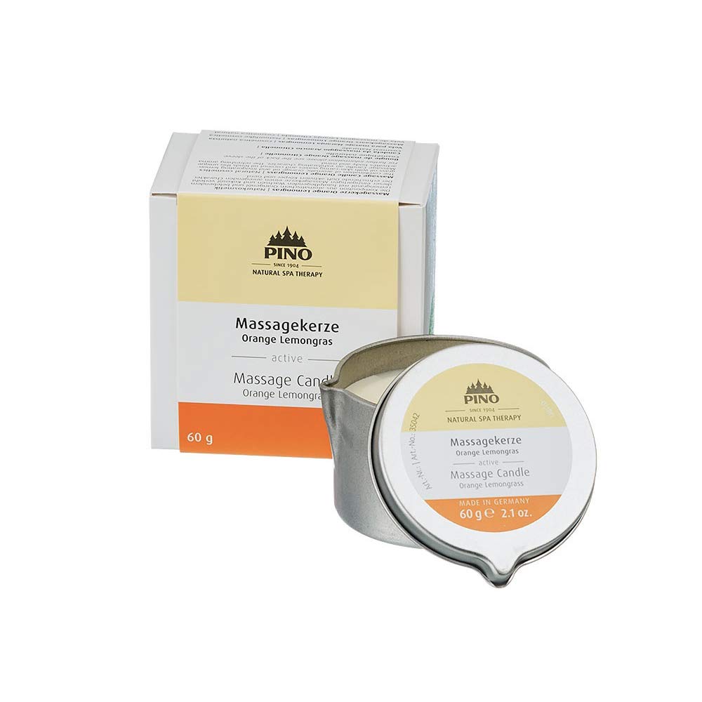 PINO Natural Spa Therapy Scented Massage Candle, Orange Lemongrass, 2.1