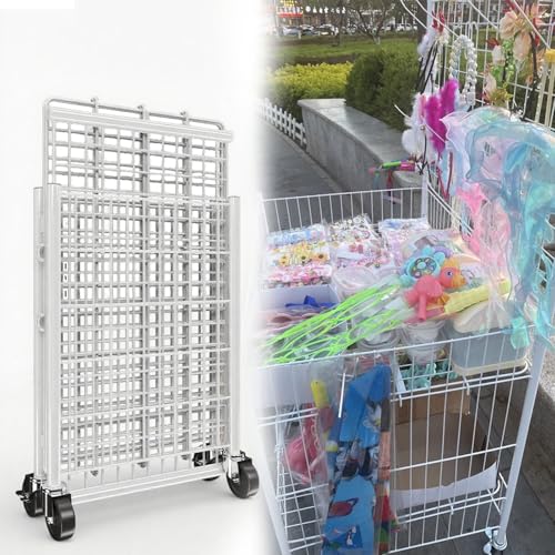 Oracra Puesto de Mercado Carrito Móvil Plegable para Vendedores Ambulantes, Puestos Metálicos de Comida para Exhibición Al Aire Libre, Quiosco de Mercado con Carrito de Flores para Eventos
