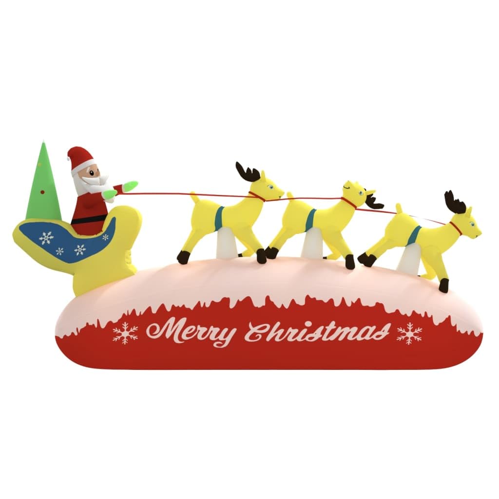 vidaXL Aufblasbarer Weihnachtsmann mit Rentier LED Weihnachten Beleuchtet Weihnachtsfigur Weihnachtsdeko Figur Winter Dekoration 145cm