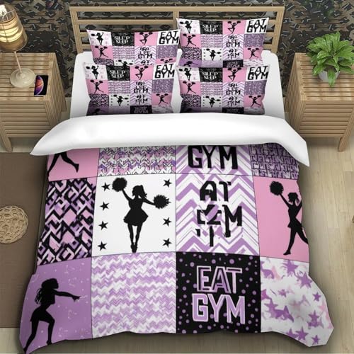 Parure de lit microfibre avec housse de couette patchwork fitness 3D imprimé single