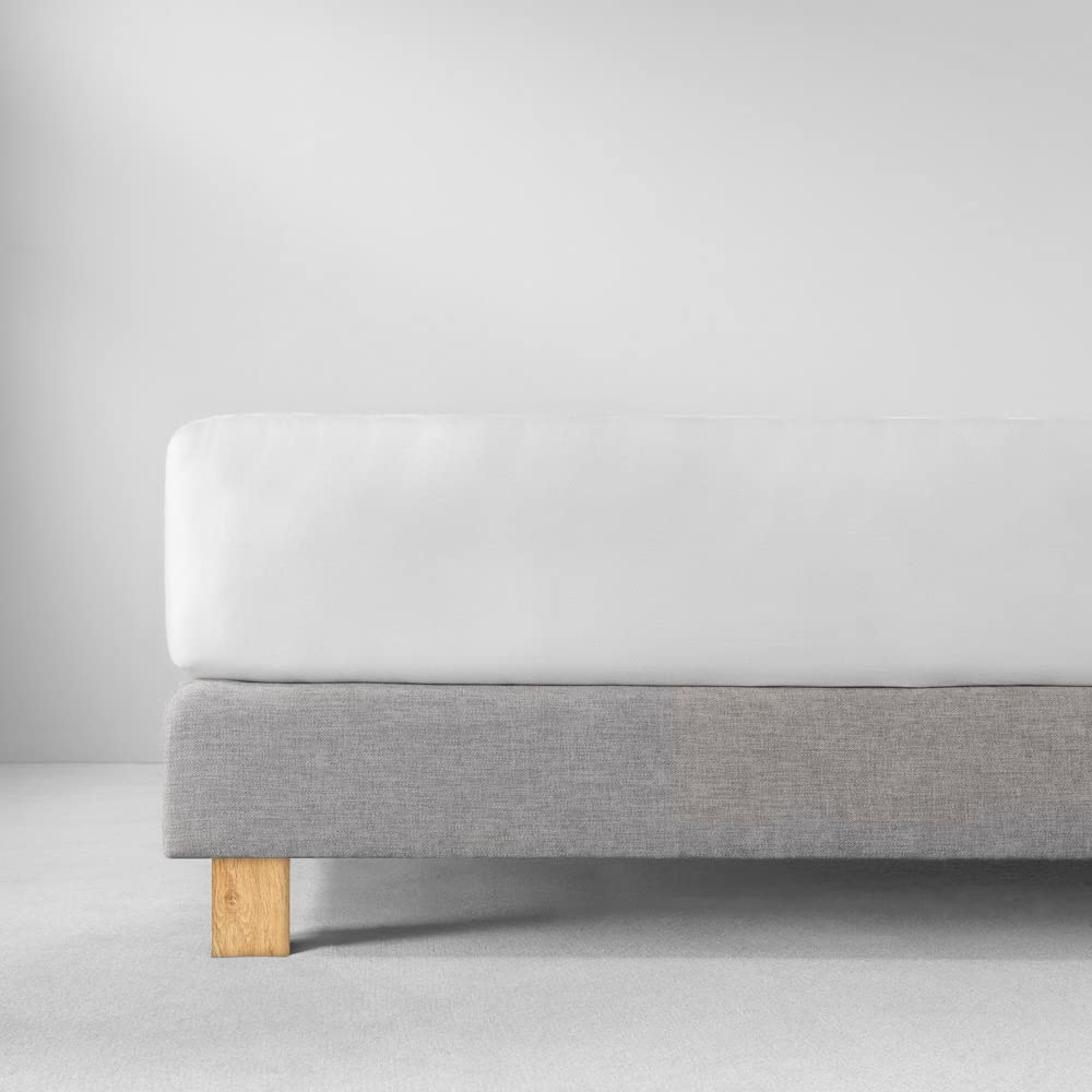 ESTELLA Spannbetttuch Zwirnjersey | Weiss | 100x200 cm | bügelfreie & trocknerfeste Qualität | Rundumgummi | 97% Baumwolle