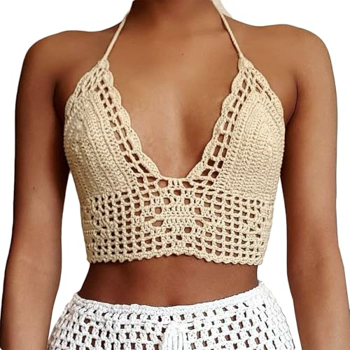 SYNEELIFE Women Summer Beach Crochet Top Bralette...