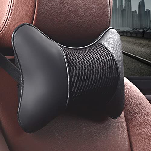 duoyif Auto Kopfstütze Nackenkissen Für Auto, Kopfstütze Für Autositz, Autokissen Aus Leder Und Baumwolle, Lederkissen für Auto Zur Nackenstütze, Atmungsaktives, Schutz Der Halswirbelsäule 1Stück
