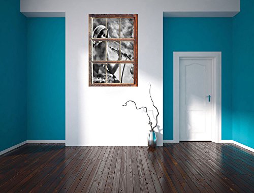 Stil.Zeit Monocrome, Schöne Frau mit Shisha im Nebel Fenster im 3D-Look, Wand- oder Türaufkleber Format: 92x62cm… – Bild 5