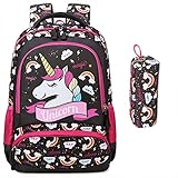 【Material Ligero y Duradero】 - Nuestra linda mochila escolar para niñas está hecha de poliéster resistente al agua,agradable sensación de tocar,fácil de limpiar alta calidad duradera y práctica, Disponible para estudiantes, uso diario, viajes familiares.