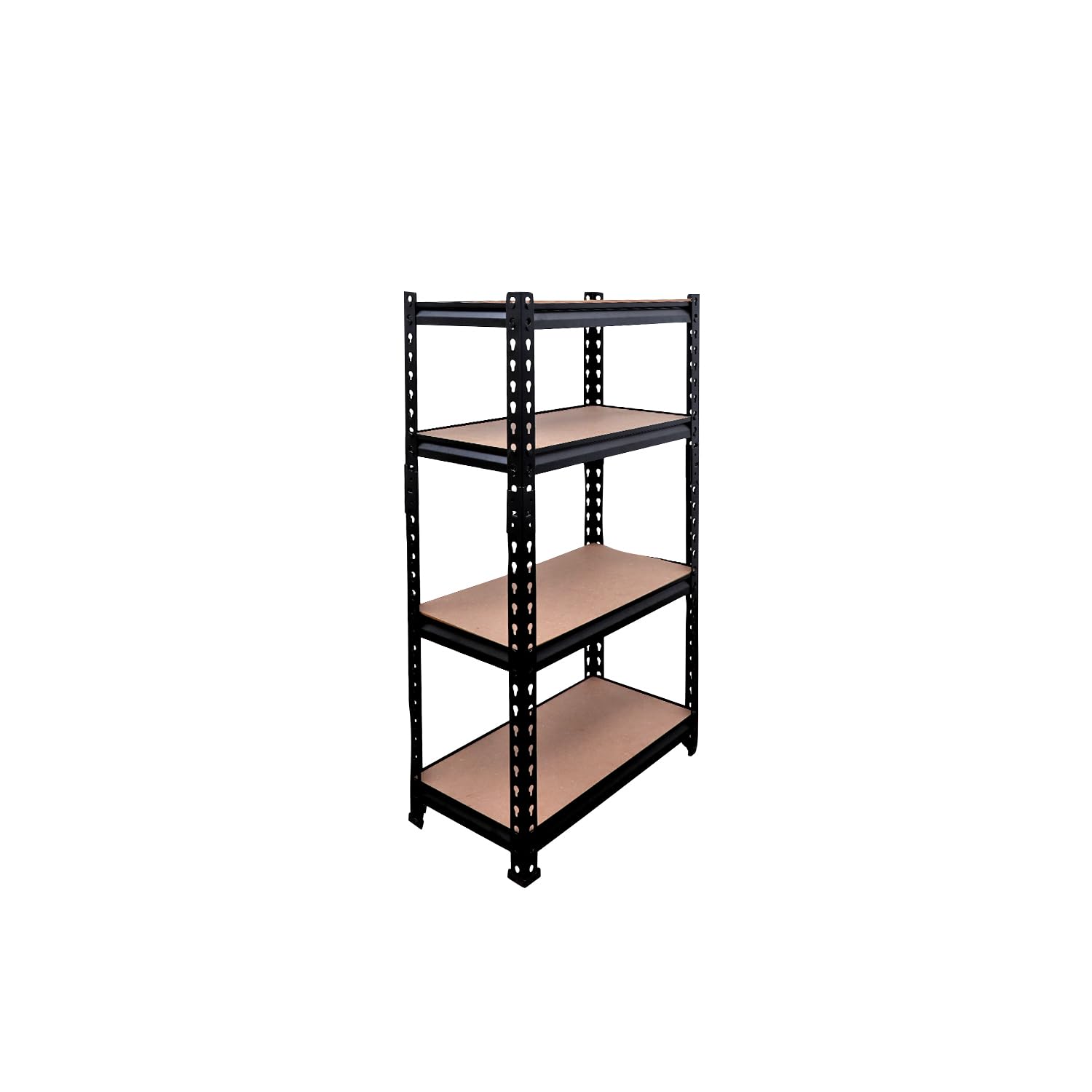 BonKaso Adjustable 4-Shelf Metal Storage Rack | Heavy-Duty Steel Boltless Rivet Utility Shelving Unit for Garage, Kitchen & Office | 43 Inches Height (43 x 24 x 12 in) – Black