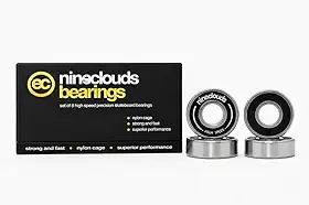 Rolamento Nineclouds High Speed Importado – Kit com 8 Unidades em Aço, Blindagem Aberta, Alta Velocidade e Durabilidade para Skate