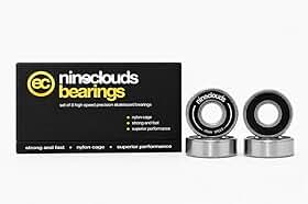 Rolamento Nineclouds High Speed Importado – Kit com 8 Unidades em Aço, Blindagem Aberta, Alta Velocidade e Durabilidade para Skate