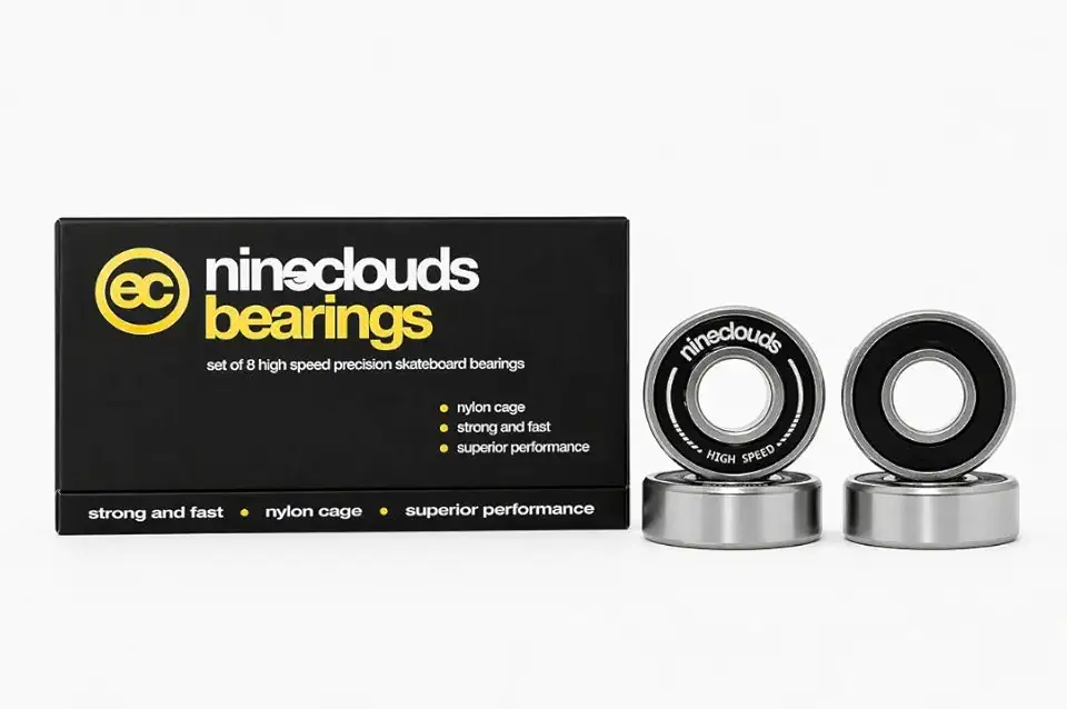 Rolamento Nineclouds High Speed Importado – Kit com 8 Unidades em Aço, Blindagem Aberta, Alta Velocidade e Durabilidade para Skate