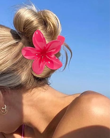 Image of ANNA CREATIONS 4 Pcs Korean Fashion Flower Glossy Hair Claw Clip for Thick & Thin Hair Strong Hold Hair Clutcher Accessories for Women & Girls