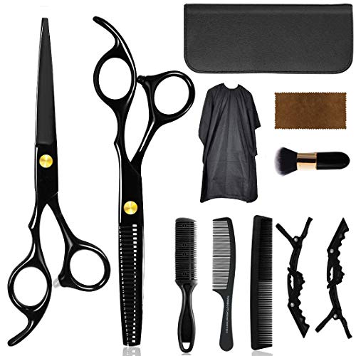 WeTest Home Hair Cutting Scissors Set, Black Haircut Hair Trimming Thinning Shears Hairdressing