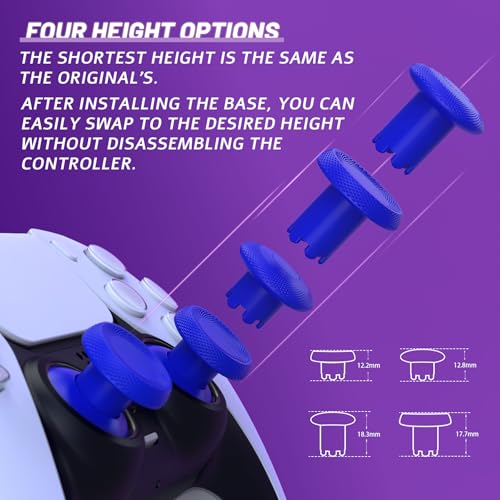 Image of eXtremeRate ThumbsGear V3 Interchangeable Ergonomic Thumbsticks for PS5 Controller, Replacement Analog Thumb Sticks for PS4 Controller - 4 Height Adjustable Convex & Concave Grip Joysticks - Blue
