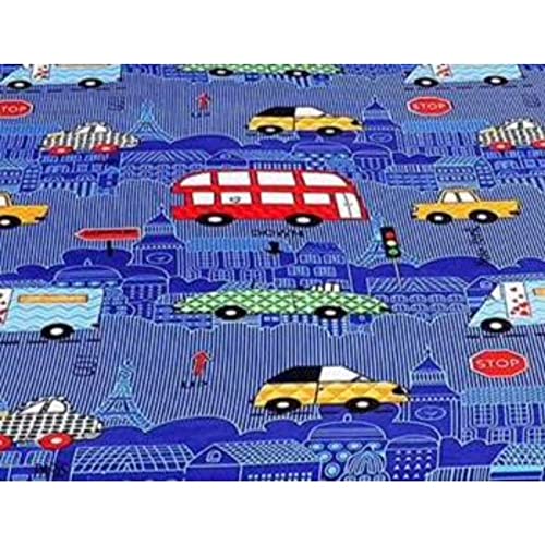 Image of Precsie Fabrics Elastic Fitted Glace Cotton Single Bed (72x48x Upto 6 Inches) Bedsheet for Kids with 1 Pillow Covers-180TC (Blue)