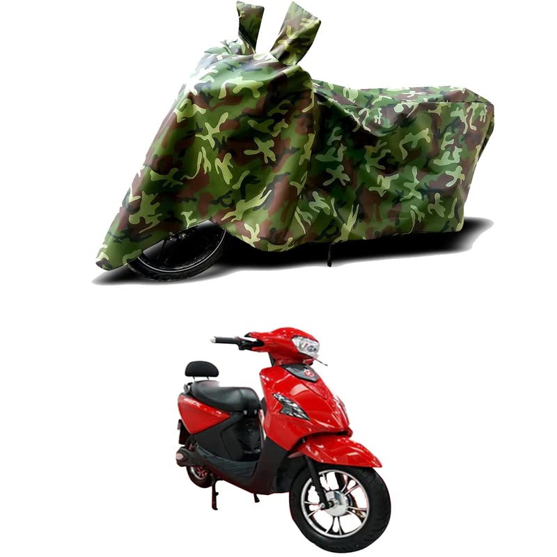 Image of 100% Water Resistant Bike Scooty Two Wheeler Body Cover Compatible for Hero Electric AE-75 /UV-Rays /Heat Protection /Birds Dropping /Scratchproof /Dust Proof /Waterproof /All Varient[Green MJ]