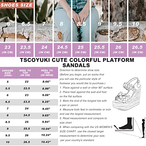 Tscoyuki Double Woven Band Wedge Sandals For Women, Cute Colorful Espadrilles Platform High Heel Sandals Ankle Strap Open Toe Slingback Summer Shoes #TOP4