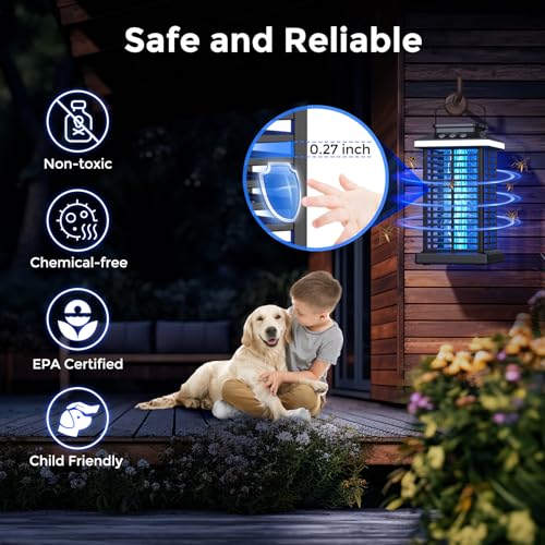 Image of Bug Zapper Outdoor, Mosquito Zapper 2 in 1 Portable & Rechargeable Bug Zapper Outdoor with 5000mAh Battery & LED Night Light, 4000V Electric Fly Zapper for Outside,Patio,Backyard,Garden