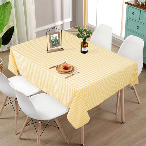 ShinyBeauty Yellow Plaid Checkered Tablecloth, 54x72 Inch Rectangle Kitchen & Dining Room Table Cover - Washable, Dust-Proof, Wrinkle-Resistant for Everyday Use by ShinyBeauty - Used condition - Image 3