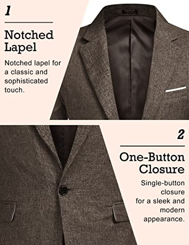 Coofandy Brown Sports Jacket Men Slim Fit Suits Jackets Casual Lightweight Blazer One Button (Brown L) #TOP2