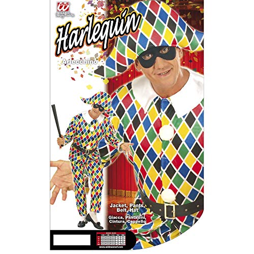 Costume d'Arlequin bouffon de théâtre et déguisement de carnaval multicolore - 2