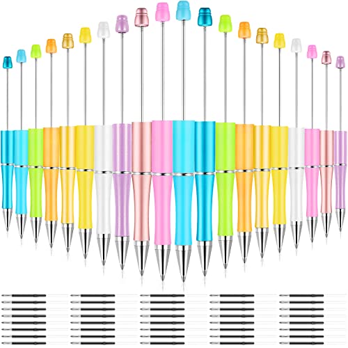Outus 20 Pcs Beadable Pens Bulk, Beaded Pen with Refills, Macaroon Color