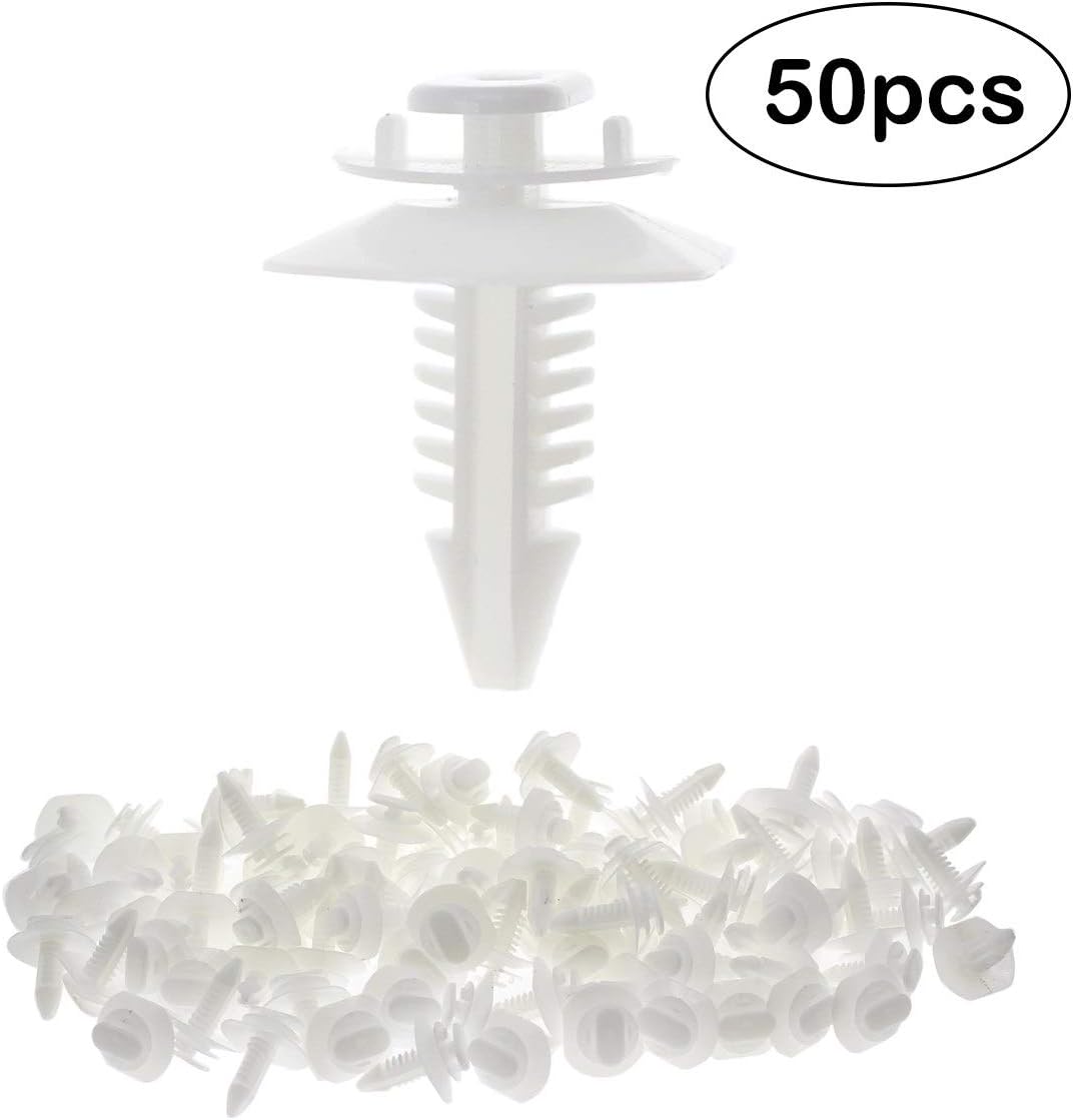 Nylon Fender Door Trim Panel Bumper Shield Retainer Fastener Rivet Push-Type Clips for 8mm Hole GM # 15545202 Trucks Chevrolet Chevy GMC Pickup Auto Body - 50pcs