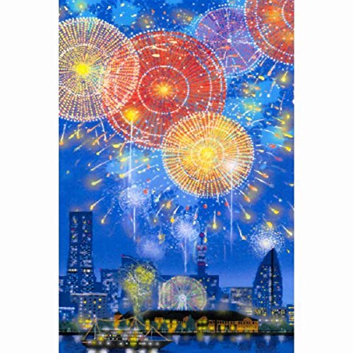 Amazon.co.jp: 吉岡浩太郎『花火 横浜港』ジクレー 風景画 夜景