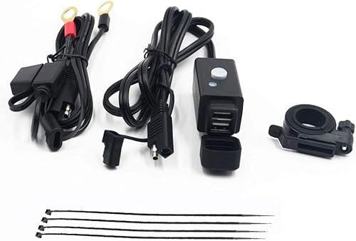Miniatura 8 de iMESTOU Kit de adaptador de cargador de teléfono USB dual de 5 V 3.1 A con enchufe de desconexión rápida SAE y interruptor de alimentación, montaje