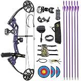 NC DJH Archery Compound Bow Package and Arrows for Kids Beginners 17"-27" Draw Length，10-30 Lbs Dra