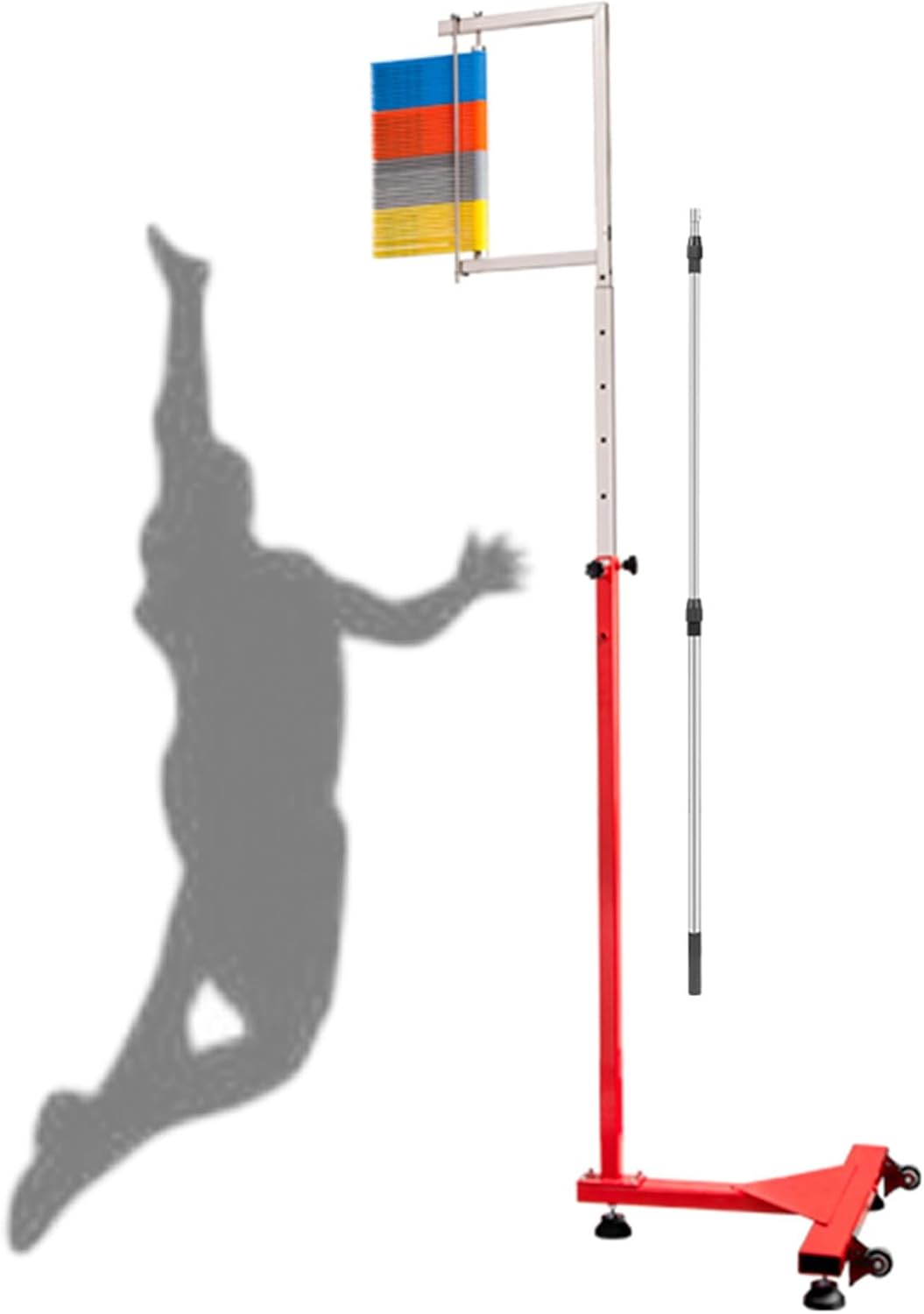 Adjustable Vertical Jump Training Equipment with Reset Pole & Casters, High Jump Tester for Gym, School & Home Use - Ideal for Adults, Students & Kids (Height: 1.7-3.2m/5.5-10.5ft)