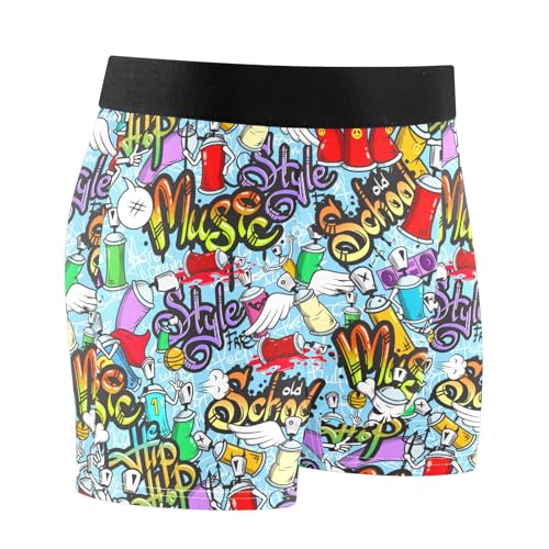 Men's Underwear Cartoon Graffiti Boxer Briefs Soft Comfort Short Leg Trunks S-XXL2