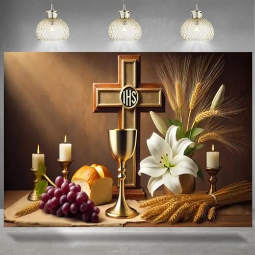 Fondo fotográfico God Bless Gold Glitter 7x5ft miniatura 1