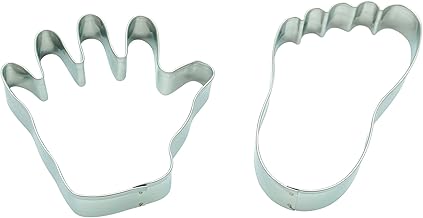 226162-Set of 2 "Hand & Foot" Cookie Cutters Cheese Foot and Hand - Stainless Steel Cookie Cutter for Baking Cookies and Biscuits