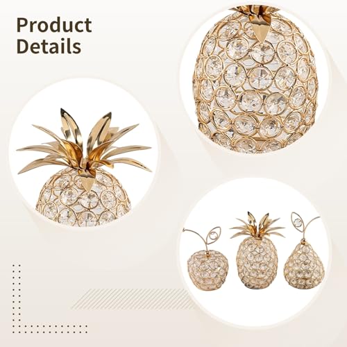 Decoración de mesa de vacaciones con piña y manzanas de cristal para cenas festivas 3