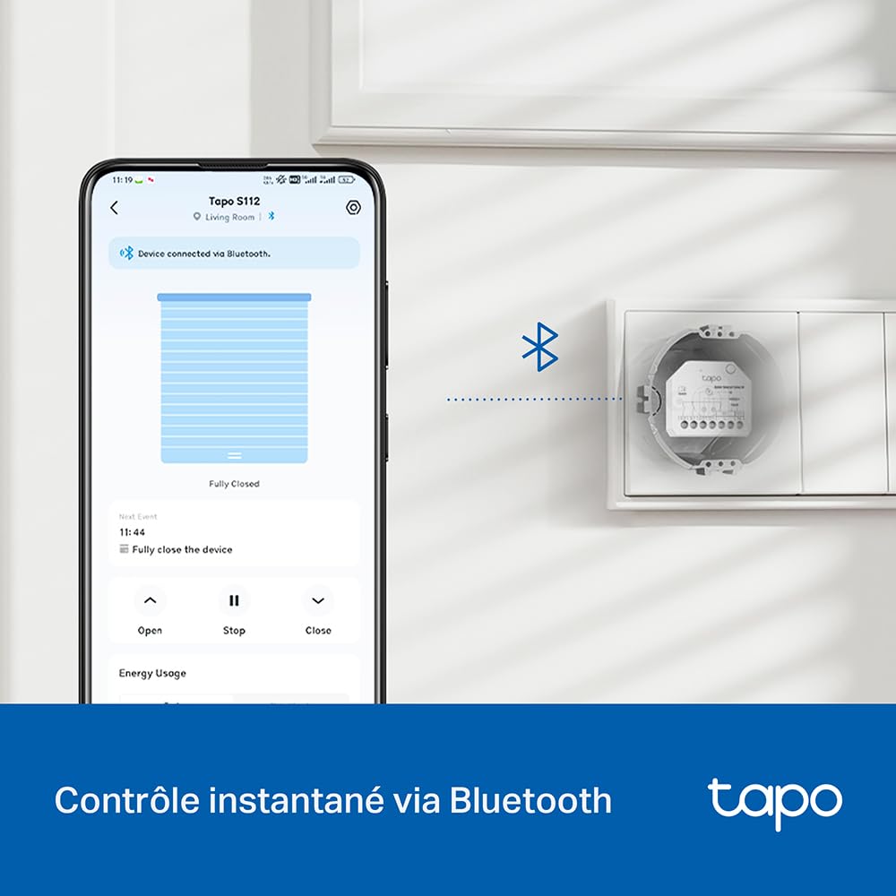 Tapo Interrupteur Volet Roulant Connecté Matter, Relais double 6A S112 | Wi-Fi et Bluetooth, idéal pour contrôle de volet roulant & éclairage, compatible avec HomeKit/Alexa/Google Home, sans hub