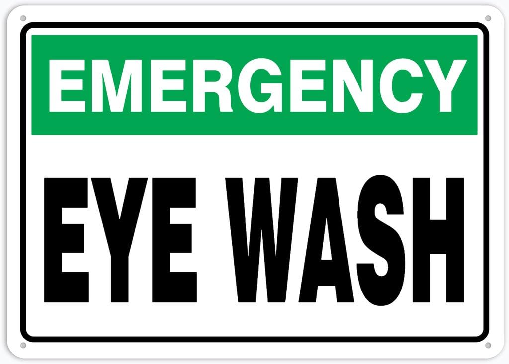 8"x12" Rust Free Aluminum Metal Sign - Emergency Safety Sign Eye Wash - Weatherproof, Heavy Duty - For Home & Business