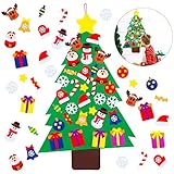 Unomor Felt Christmas Tree Set with 31pcs Ornaments for Kids, Xmas Gifts, New Year Door Wall Hanging Decorations