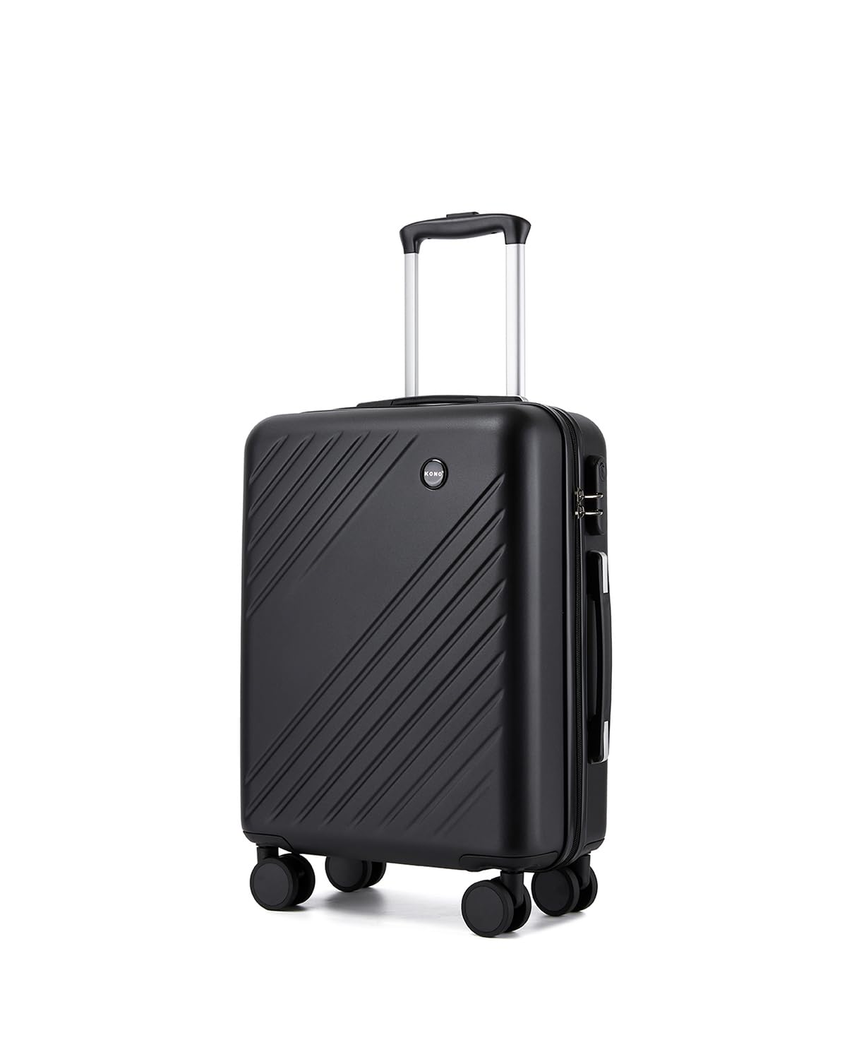 KONO Handgepäck Koffer 55x40x20cm, 34L Hartschalenkoffer mit 4 Rollen, Koffer Trolleys für Kurztrips und Business (Koffer S, Schwarz)