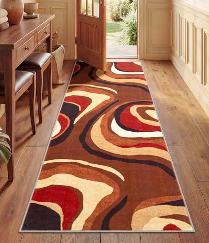 YIHOUSE Burnt Orange Runner Rug 2x6 for Hallway,Farmhouse Brown Retro Carpets...