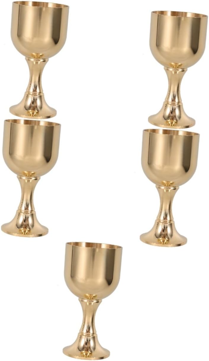 BESTOYARD 5pcs Vintage Copper Liquor Goblet Elegant High-stemmed Wine Cup for Home Parties and Special Events Reusable Drinking Vessel for Wine and Spirits