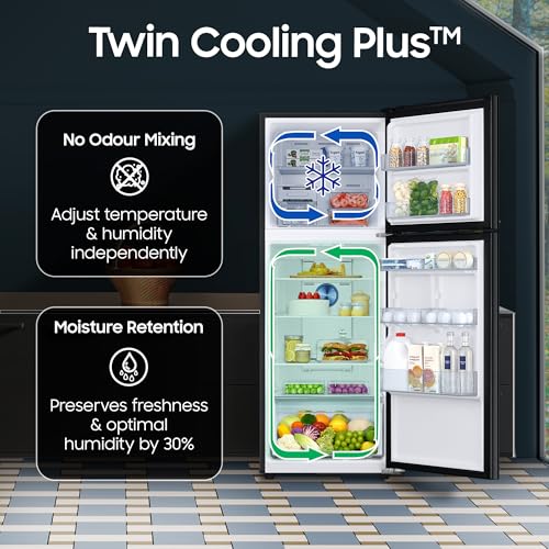 Image of Samsung 301 L, 2 Star, Convertible 5-in-1 Digital Inverter with Display Frost Free Double Door Refrigerator (RT31H4522B1 /HL, Black DOI, 2026 Model)
