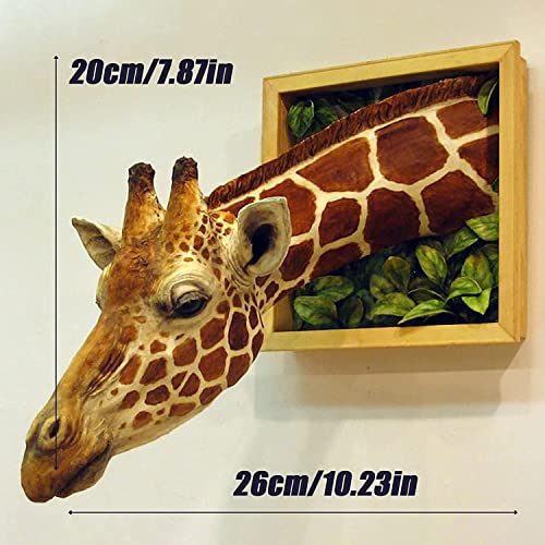 Life-Like Giraffe Head Wall Hanging Sculpture, 3D Wall Mounted Home Decoration, Wall Bursting Giraffe Bust Living Room Decor, Funny Animal Statue For Indoor, Yellow #TOP1