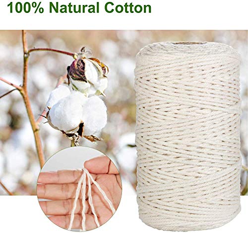 Image of ecofynd 100 Meters Cotton Cord | Natural White Dori | Rope for Handmade Plant Hanger | Thread for Wall Hanging Craft Making