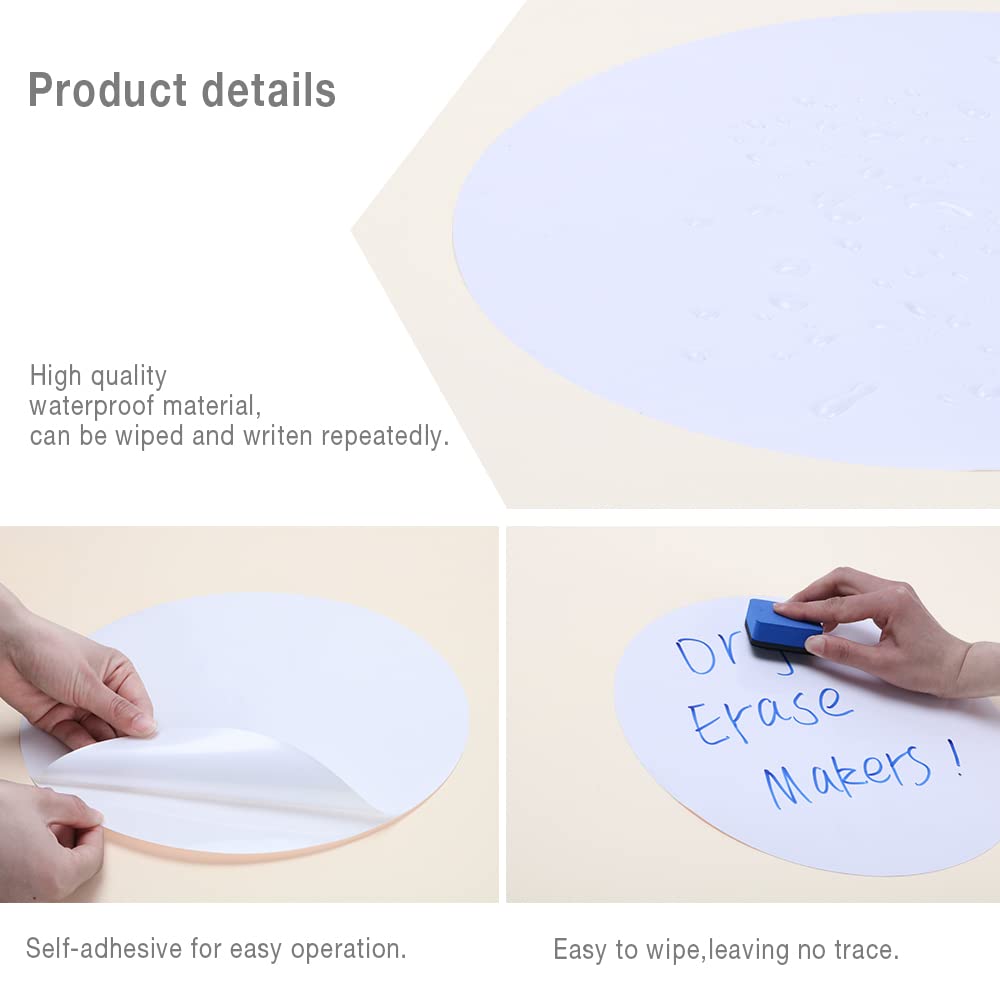 24 Pack Colorful Dry Erase Dots Circles,11 Inch Removable Vinyl 24pcs