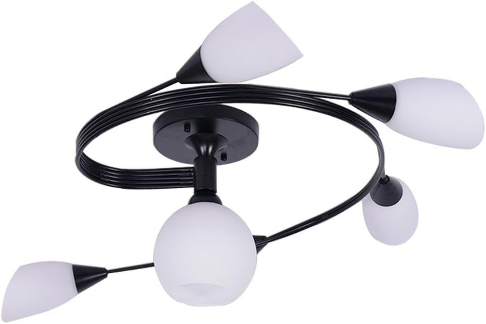 Rural Pastoral Style Ceiling Light 6 Lights Pendant Lamp White Floral Branching Shade Chandelier