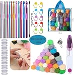 YELINTIAN 56Pcs Crochet Yarn Kit, Beginner Crochet Kits for Adults, 1500 Yards 30 Colors Acrylic Skeins, 26 Crochet Accessories, Crochet Supplies Set, Beginner Yarn Kit for Beginners and Adults