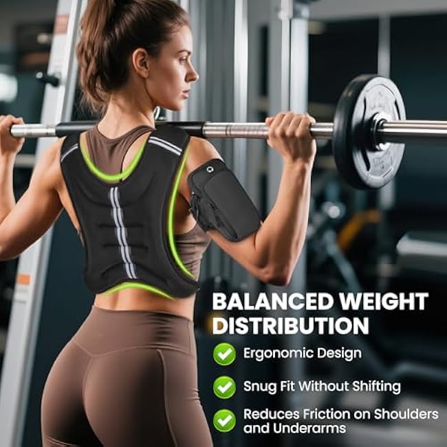 GEEBOBO Weighted Vest for Women Men, 8lb/12lb/16lb/20lb/25lb/30lb Weighted Vest Woman Adjustable Weights for Walking, Strength Training, Running, Muscle Building