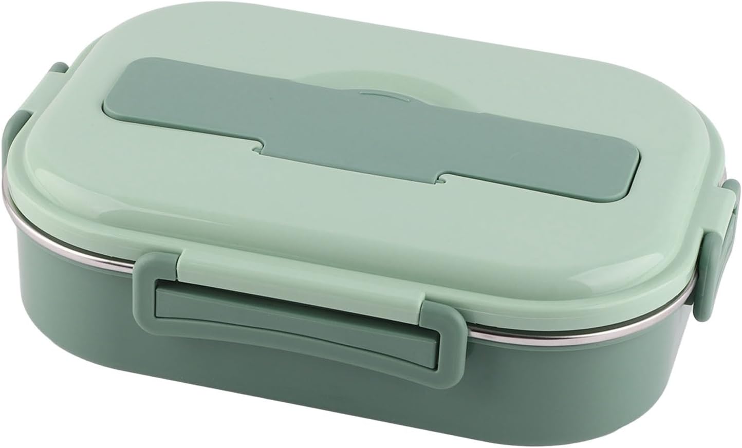 Stainless Steel Lunch Box 4-Grid Lunch Container Portable Food Box Food Storage Container for Adult (lunch box with soup bowl: green)