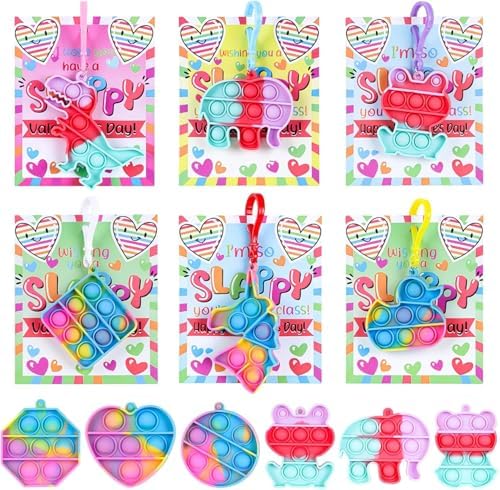 24 Packs Valentines Day Gifts for Kids,Valentines Pop Fidget Toys Bulk ...