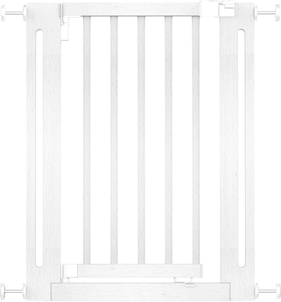 Safetots Wooden Elegance Safety Gate, White, 63cm - 71cm, Pressure Fit, Baby Gate for Stairs, Hallways and Doors, Stylish Design and Easy Installation